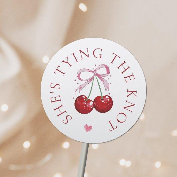 Tying the Knot Chic Modern Cherry  Classic Round Sticker