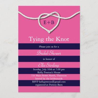 Tying the Knot Fuchsia & Navy Bridal Shower Invite