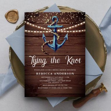 Tying the Knot Navy Blue Anchor Bridal Shower Invitations