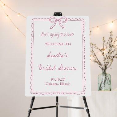 Tying the Knot Pink Bow  Welcome Sign