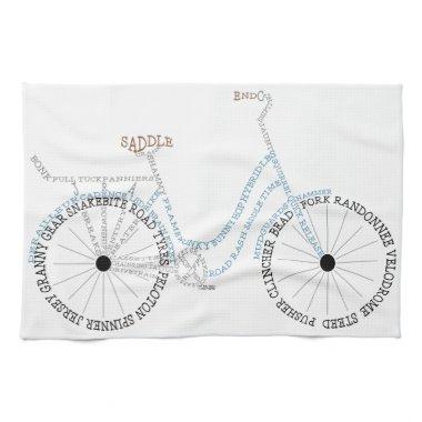 Typographic Bicycle Bike Biking Cycling Tea Towel