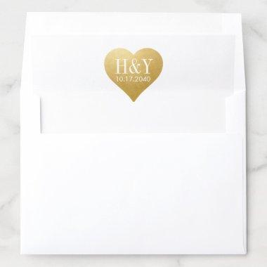 U PICK COLOR Gold Foil Heart Monogram Initials Envelope Liner
