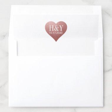 U PICK COLOR Rose Gold Heart Wedding Monogram Envelope Liner