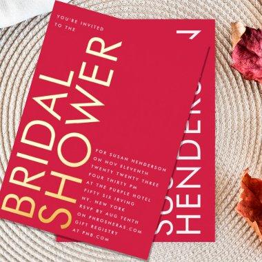 Ultra Red Magenta Modern Custom GOLD  Foil