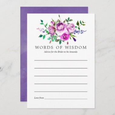 Ultra Violet Floral Bridal Shower Advice for Bride Invitations