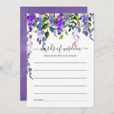 Ultra Violet Floral Bridal Shower Advice Invitations
