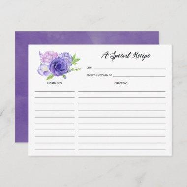 Ultra Violet Floral Bridal Shower Recipe Note Invitations