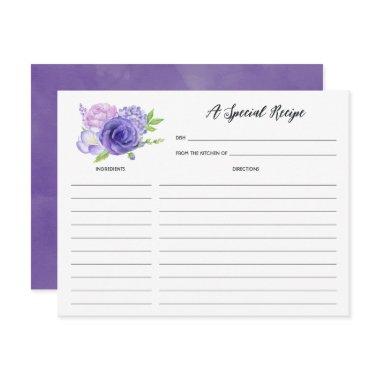 Ultra Violet Floral Bridal Shower Recipe Note Invitations