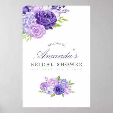 Ultra Violet Floral Bridal Shower Welcome Poster