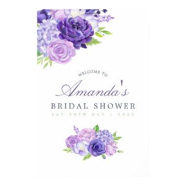 Ultra Violet Floral Bridal Shower Welcome Poster