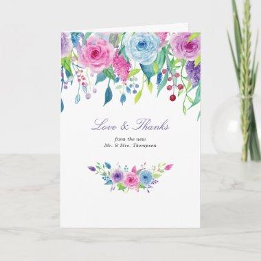 Ultra Violet Floral Photo Thank You Invitations