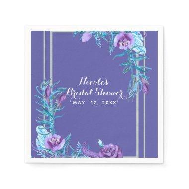 Ultra Violet Purple & Aqua Floral Chic Paper Napkins