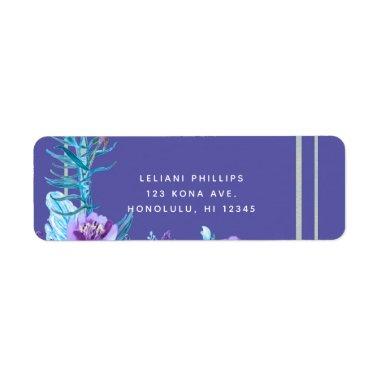 Ultra Violet Purple & Aqua Floral Chic Wedding Label