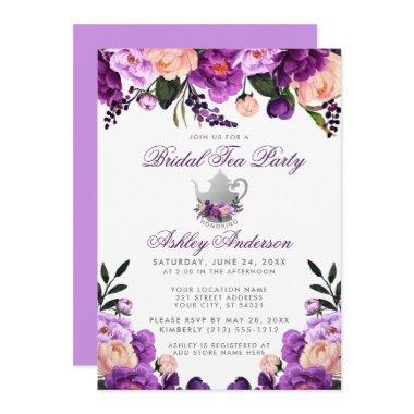 Ultra Violet Purple Bridal Shower Tea Party Invite