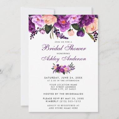 Ultra Violet Purple Floral Bridal Shower Invite