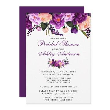 Ultra Violet Purple Floral  Invite PB