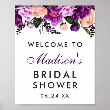 Ultra Violet Purple Floral Bridal Shower P Poster