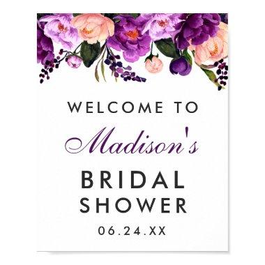 Ultra Violet Purple Floral Bridal Shower P Poster