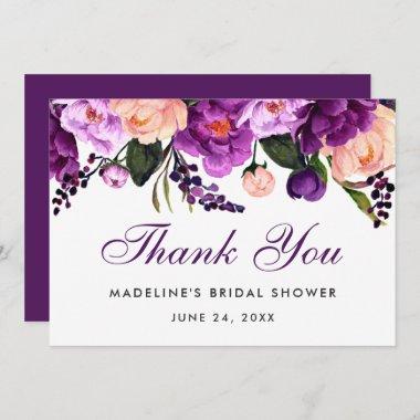 Ultra Violet Purple Floral Bridal Shower Thanks P Invitations