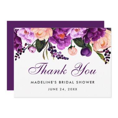 Ultra Violet Purple Floral Bridal Shower Thanks P Invitations