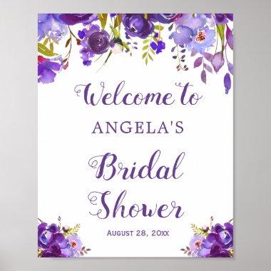 Ultra Violet Purple Floral Welcome Wedding Sign
