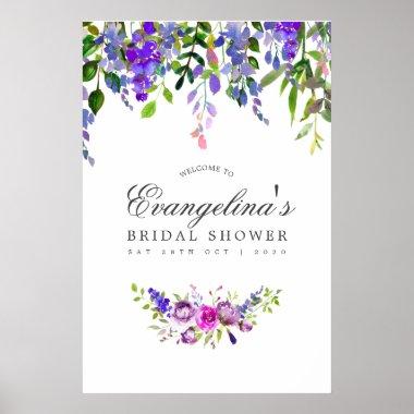 Ultra Violet Watercolor Bridal Shower Welcome Poster