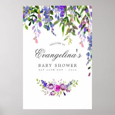 Ultra Violet Watercolor Shower Welcome Poster