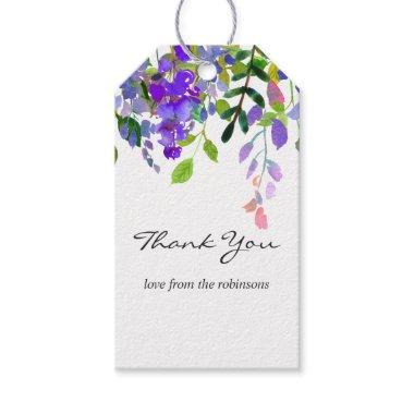 Ultra Violet Wedding Watercolor Floral Thank You G Gift Tags