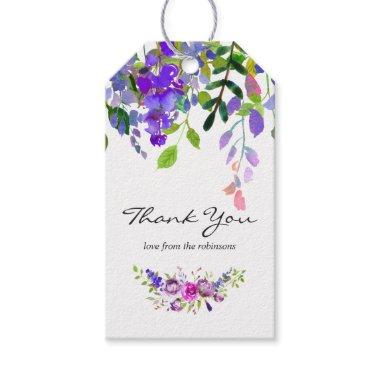 Ultra Violet Wedding Watercolor Floral Thank You G Gift Tags