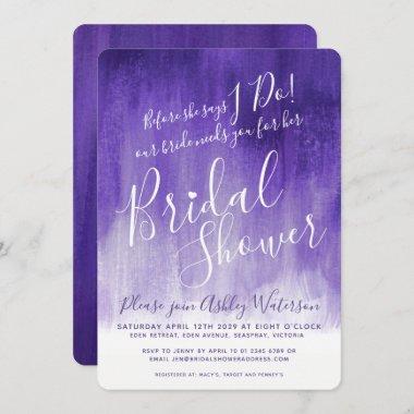 Ultraviolet purple art bridal shower invites