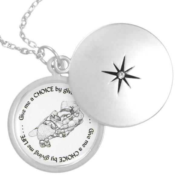 Unborn Baby: Give me a choice by giving me life Silver Plated Necklace
