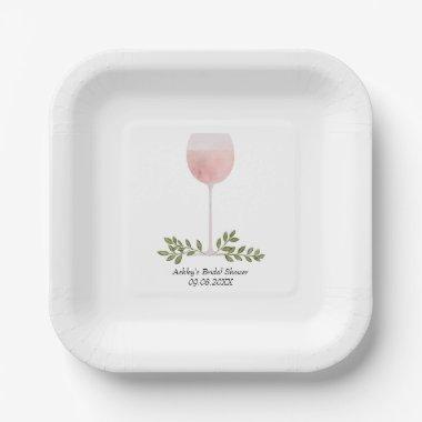 Uncork the Rosé Wine Glass Wedding, Bridal Shower Paper Plates