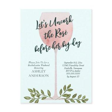 Uncork the Rosé Wine Watercolor Bachelorette Party Post