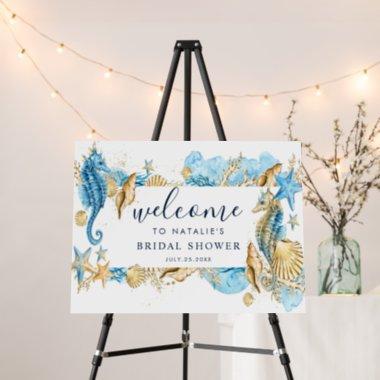 Under the Sea Blue and Gold Bridal Shower Welcome Foam Board