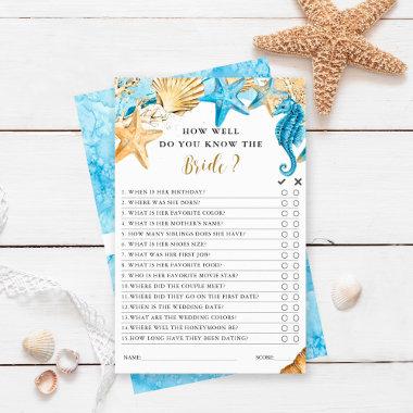 Under the Sea Blue & Gold Bridal Shower Game