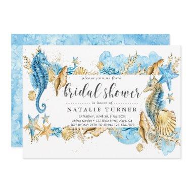 Under the Sea Blue & Gold Bridal Shower Invitations