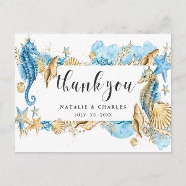 Under the Sea Blue & Gold Thank You PostInvitations
