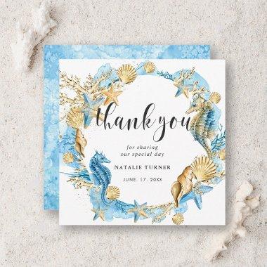 Under the Sea Blue & Gold Thank You Square