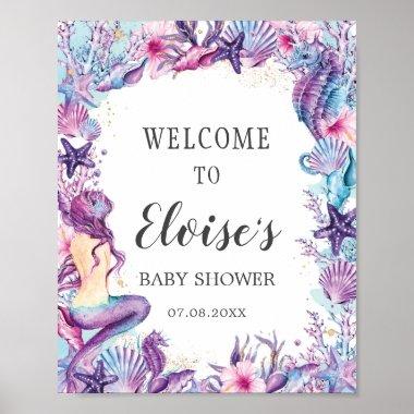 Under the Sea Mermaid Baby Bridal Shower Welcome Poster