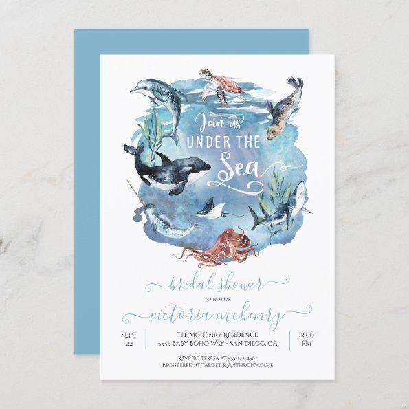 Under the Sea Watercolor Bridal Baby Shower Invitations
