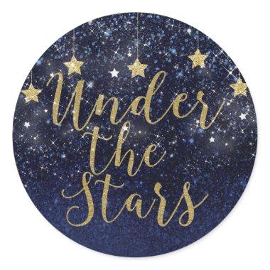 Under The Stars Starry Night Gold Blue Party Favor Classic Round Sticker