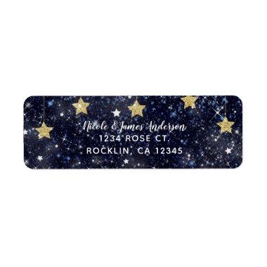 Under The Stars Starry Night Gold Blue Party Label