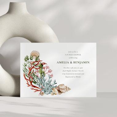 Underwater Sea Coral Shells Couples Shower Invitations