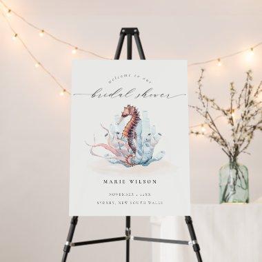 Underwater Seahorse Seaweed Bridal Shower Welcome Foam Board