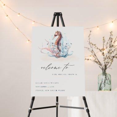 Underwater Seahorse Seaweed Bridal Shower Welcome Foam Board