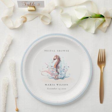 Underwater Seahorse Seaweed Coral Bridal Shower Paper Plates