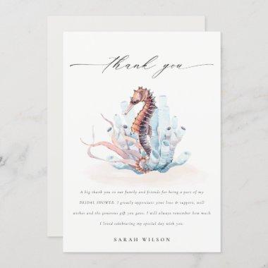 Underwater Seahorse Seaweed Coral Bridal Shower Thank You Invitations