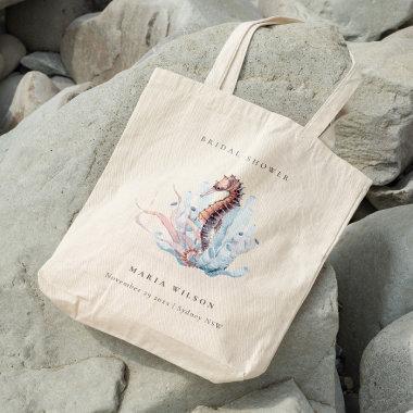 Underwater Seahorse Seaweed Coral Bridal Shower Tote Bag