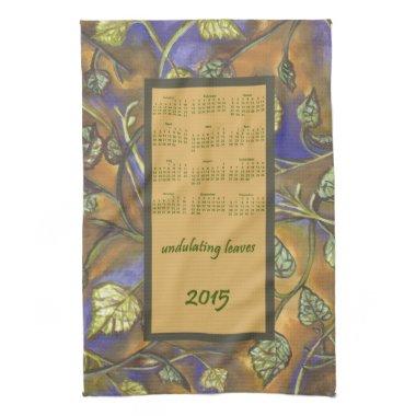 undulating leaves 2015 calendar kitchen tea towel