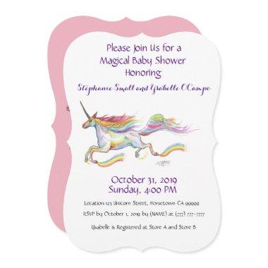 Unicorn Baby Shower  Rainbow Custom Pink